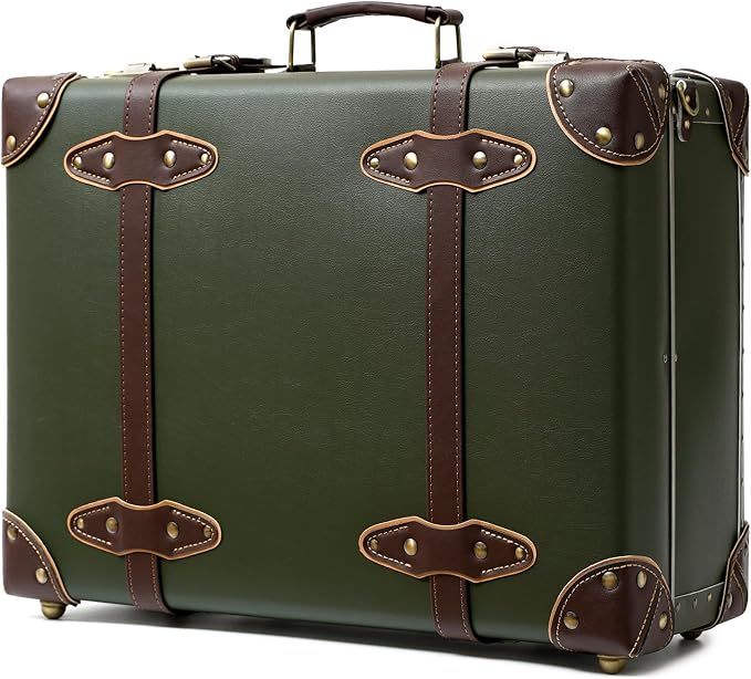 urecity Vintage and Cute Carry-on Overnight Case Non-wheeled Mini Leather Trunk Suitcase with Shoulder Strap by urecity