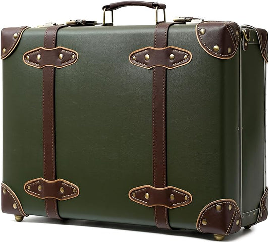 urecity Vintage and Cute Carry-on Overnight Case Non-wheeled Mini Leather Trunk Suitcase with Shoulder Strap by urecity