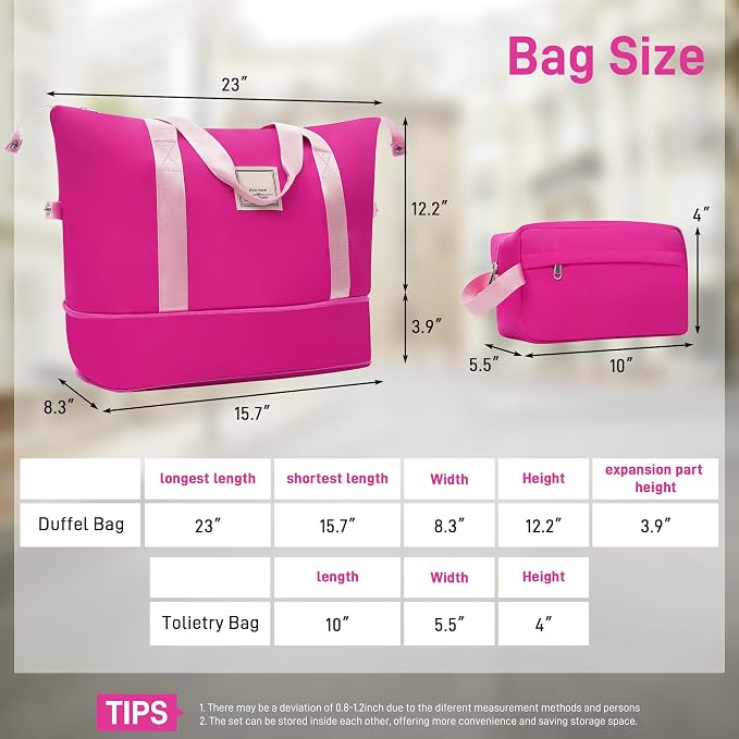 Pink 6 Piece Luggage Set Hard Shell - Traveling Suitcases with Spinner Wheels and Duffel Bags for Family Travel, Durable Carry On Luggage Sets with Lock for Women and Girls - Image 3