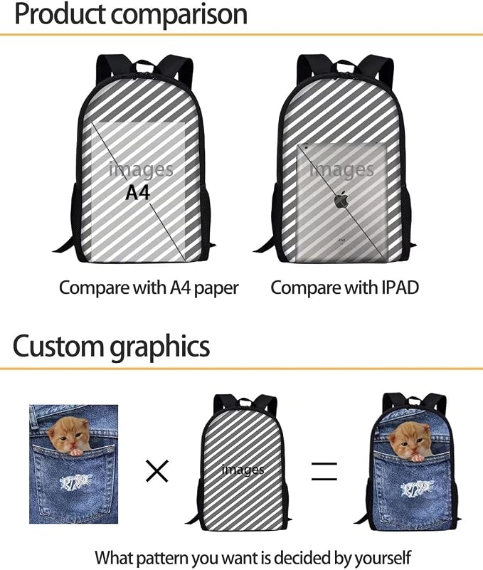 AFPANQZ Kids Backpack 3 Pieces Set Large Capacity School Bags with Heat Insulated Lunch Bags Small Pencil Bags 3 Pack - Image 3