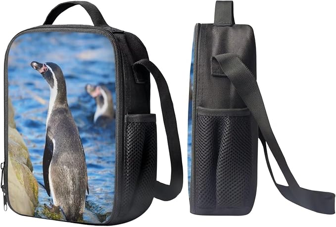 Kids Novelty Animal Backpack and Lunch Box for Boys Girls Student Lightweight 17 Inch School Humboldt Penguin Backpack with Lunch Bag Pencil Case Kids Comfy Padded Black Large Bookbag - Image 4