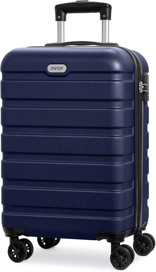 AnyZip Luggage PC ABS Hardside Lightweight Suitcase with 4 Universal Wheels TSA Lock Carry-On 20 Inch Dark Blue by YourBestTravelChoice