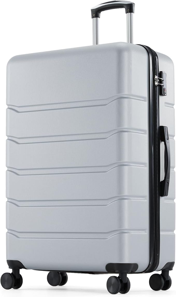 OLIXIS 28 Inch Luggage, Hardside Checked Suitcase with Spinner Wheels, Lightweight ABS Hard Shell Travel Luggage, TSA Approved Lock, Expandable Large Suitcase for Business & Travel–Light Grey by OLIXIS