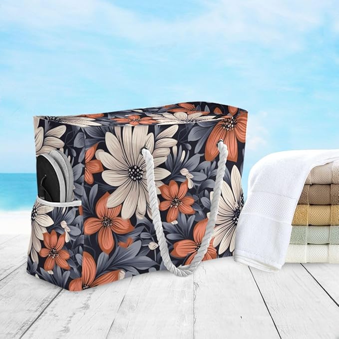senya Large Beach Shoulder Bags Canvas Tote Water Resistant for Gym Travel Daily - Image 3