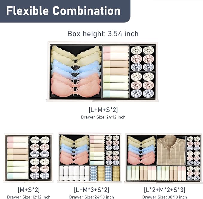DIMJ Drawer Organizer Clothes - 28 Pack Baby Dresser Organizer for Nursery Closet Organization, Fabric Drawer Organizer Bins for Underwears Socks Bras, Foldable Storage Dividers for Bedroom - Image 4