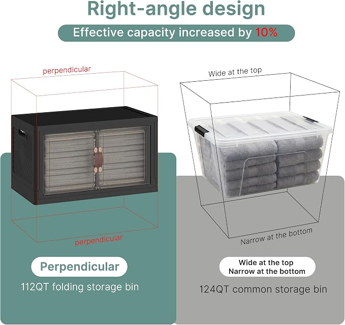 UAMFURI 896QT Lockable Plastic Storage Bins, 8 Pack Collapsible Cabinets | Stackable Organizer with Doors & Wheels, Foldable Containers for Bedroom, Dorm, Office & Garage Storage - Image 4
