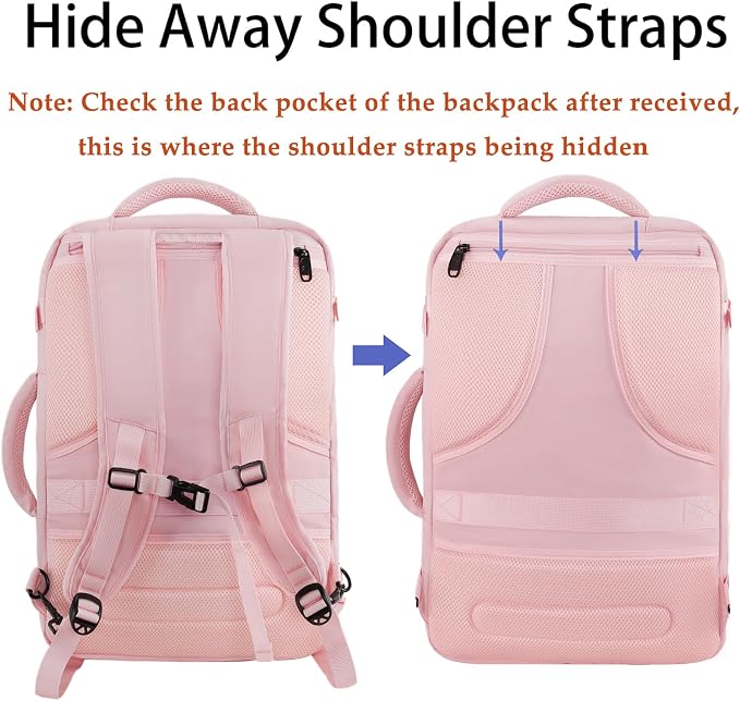 MATEIN Womens Travel Backpack, Extra Large Carryon Backpack for Airplane | Cute Weekender Daypack for Women, Traveling Accessories, Fit Overhead Bin, Water Resistant, Gifts for Frequent Traveler, Pink - Image 4