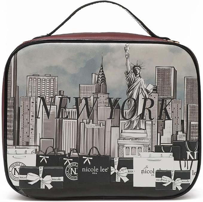 Nicole Lee Travel Handbag Crossbody Set with 3 Fashion Print Makeup Pouches, Women's Cosmetic Toiletry Organizer (Success in New York) - Image 4