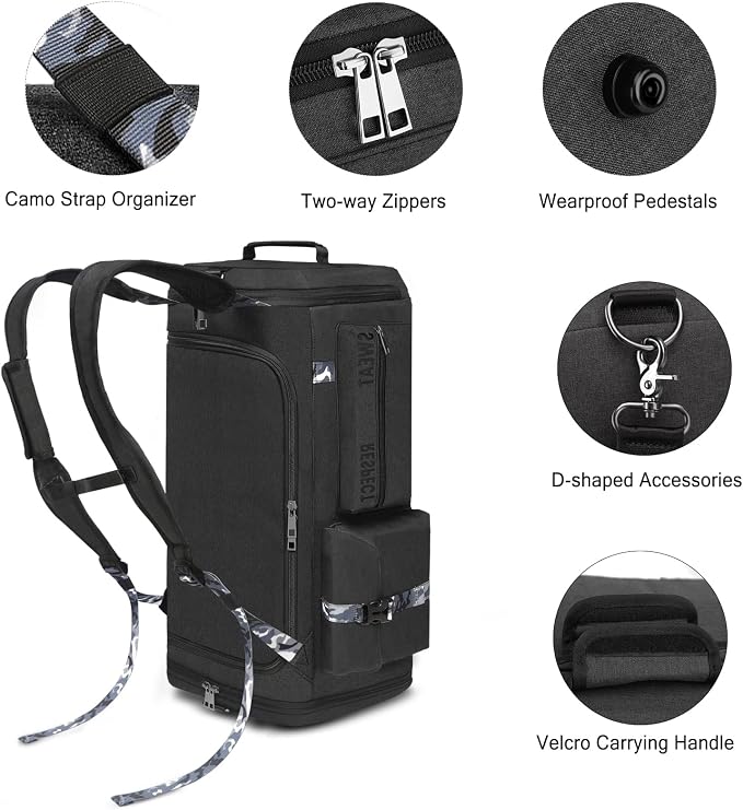 Cico Rider Gym Bags for Men Gym Duffle Bag Backpack 3-Way Sports Duffel Bags for Men with Shoe Compartment & Wet Pocket（Black） - Image 4