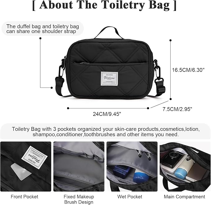 Travel Duffel Bag, Carry On Overnight Weekender Bags for Women | Travel Bag with Wet Pocket & Trolley Sleeve, For Spirit Airlines 18x14x8 Personal Item Bag - Image 4