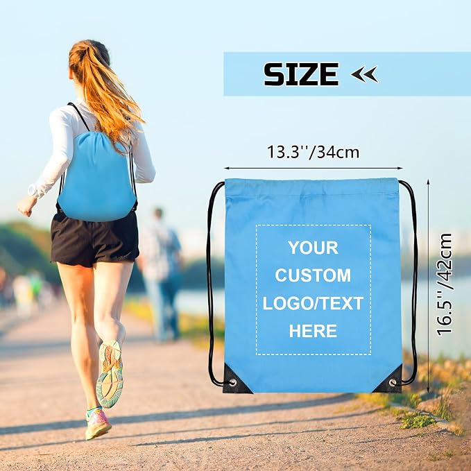 Grneric 10/20/50/100/200 Pack Custom Drawstring Bags Bulk, Promotional Items With Your Logo Personalized String Backpack for Gym, Sport, Travel, 10 Color - Image 4
