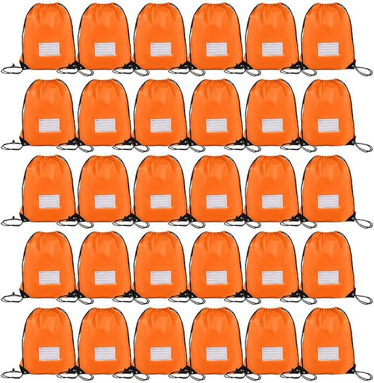 CODOBON 30 Pack Drawstring Bags,Bulk Draw String Backpack, DIY Gym Sports Cinch Bag Sackpack for Women Men, Orange by CODOBON