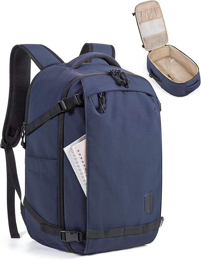 BAGSMART Travel Backpack for Women, 15.6 Inch Carry On Bag, Dark Blue | TSA approved personal item fit for flights. Water resistant weekender daypack ideal for travel, business, and daily use. by BAGSMART