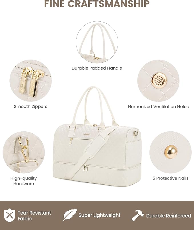 LOVEVOOK Travel Duffle Bag for Women, Weekender Overnight Bag with Shoe Compartment, Carry on Bag with Toiletry Bag, Gym Duffel Bag with Wet Pocket, Hospital Bags for Labor and Delivery 3 Pcs Set - Image 4