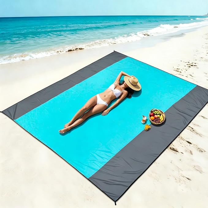 WIWIGO Beach Blanket Waterproof Sandproof Beach Mat 79" X 83"/10'x9'for 2-8 Adults Quick Drying Outdoor Picnic Mat Beach Accessories for Travel, Camping, Hiking - Image 6