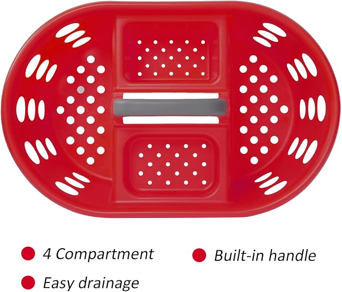 SIMPLYKLEEN Large Shower Caddy Portable 2PC - Made in USA Plastic Jumbo Size Dorm Storage Candy Tote with Handle Shower Organizer for Bathroom, Pantry, Kitchen, College Dorm, Red - Image 3