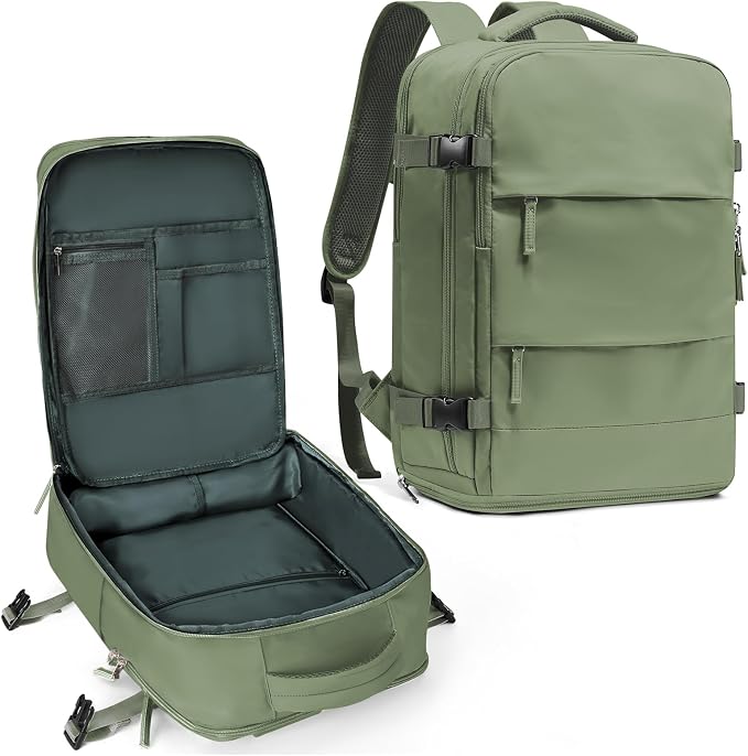 coowoz Travel Backpack For Women Men,Carry On Backpack,Hiking Backpack Waterproof Outdoor Sports Rucksack Casual Daypack travel essentials（Gray Green） by coowoz