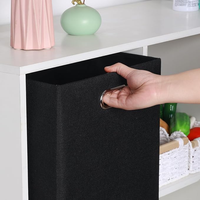 Posprica 3X Thicker Collapsible Storage Bins,13×15x13 Foldable Storage Cube Boxes Fabric Drawer for Closet Shelf Cabinet Bookcase, set of 4 (Pure Black) - Image 7