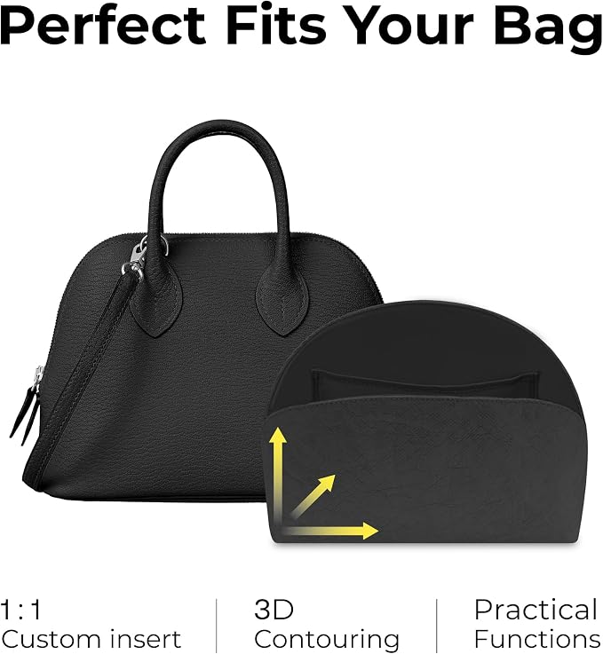 Tote Bag Organizer Insert for HERMES Bolide Mini Handbag,Custom Fit Inside Premium Matte Black Lightweight WaterResistant Purse Accessories - Image 3