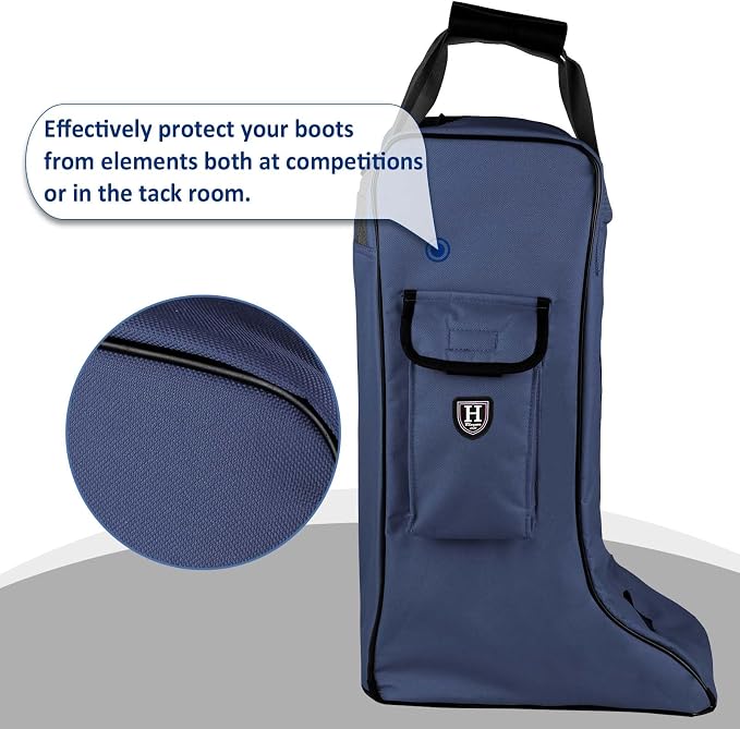 Harrison Howard Tall Boot Carry Bag Protect Rider Boots for Shows Competition Travel Long-lasting Boot Bag Navy - Image 3