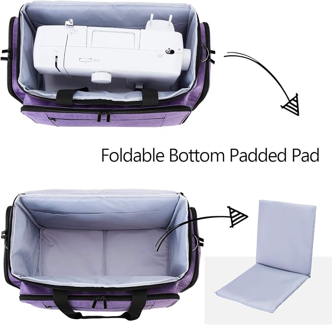 LUXJA Sewing Machine Case with Removable Padding Pad, Purple | Travel Case for Most Standard Sewing Machines & Accessories, Bag Only - Image 2