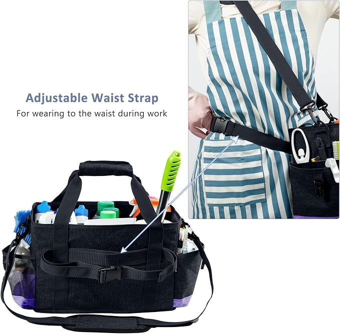Cleaning Caddy for Cleaning Suppliers Organizer with Pockets for House Cleaning Essentials, Cleaning Organizer, Wearable Cleaing Bag Tote, Storage Caddy for Housekeeping - Image 5