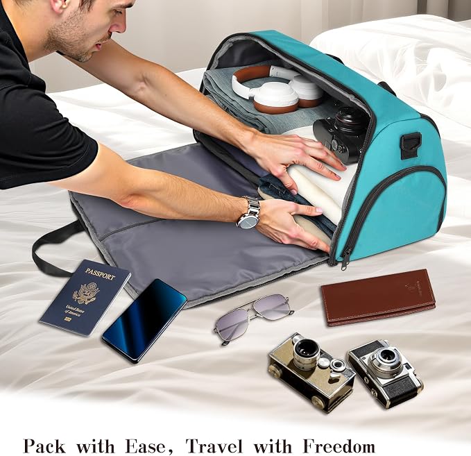 Garment Duffle Bags for Travel, Carry On Garment Duffel Weekender Bag 45L | 2-days Trip,Wrinkle-Free Travel,Separate Shoe Pocket | Overnight Garment Bag for Vacation, Business Trips, Weekend - Image 7