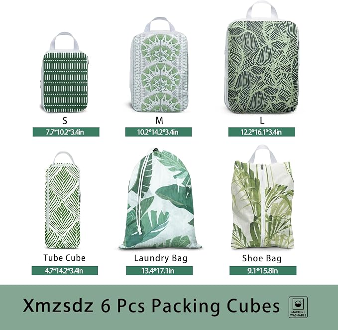 6 Pcs Compression Packing Cubes, Packing Cubes for Travel, Waterproof Luggage Organizer Bags Set, Cute Packaging Cubes for Women Kids Backpack Carry-Ons - Image 2