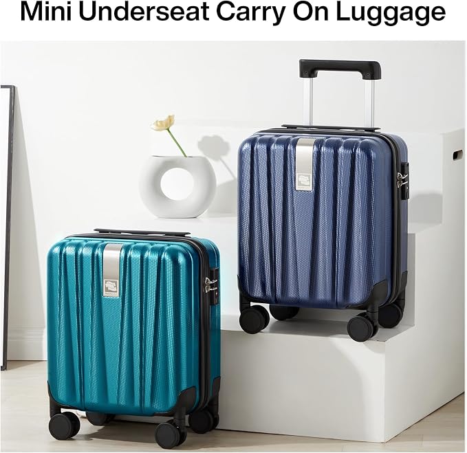 Hanke 14 Inch Underseat Carry On Luggage with Wheels Hard Shell Suitcases Carry On Bag Lightweight Small Mini Suitcase Tsa Luggage for Travel. Caribbean Blue. - Image 9