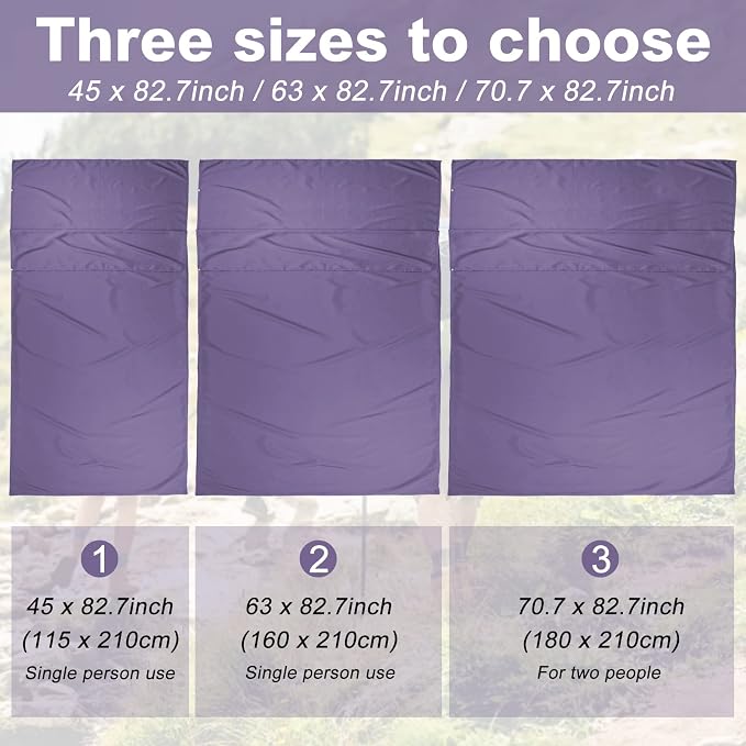 Lightweight Sleep Sack, Compact Sleeping Bag Liner Travel Sheets for Hotel | Soft Breathable Adult Sleep Sack, 4 Season Travel Sheet for Hostel Camping Backpacking Hiking, Machine Washable, 3 Sizes - Image 3