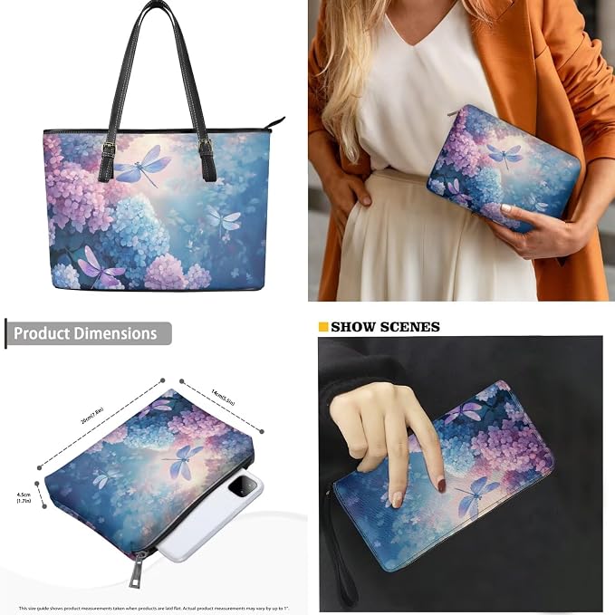 Women Purse Handbags Wallet Sets Leather Shoulder Tote Bag for Women,Top Handle Purse with Wrist Wallet Bag - Image 5