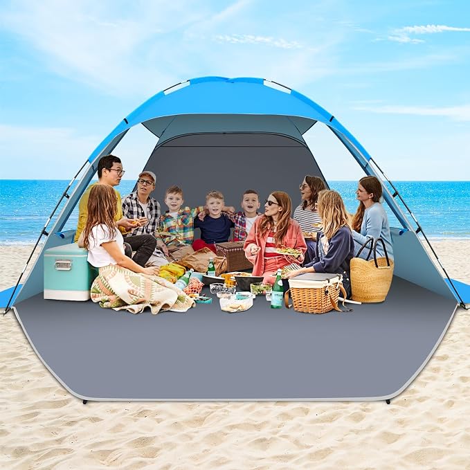 Gorich Beach Tent Sun Shelter for 3/4/6/8/10 Person with UPF 50＋ UV Protection, Lightweight & Easy Setup Beach Shade Canopy, Portable Beach Shade Tent Beach Cabana - Image 6