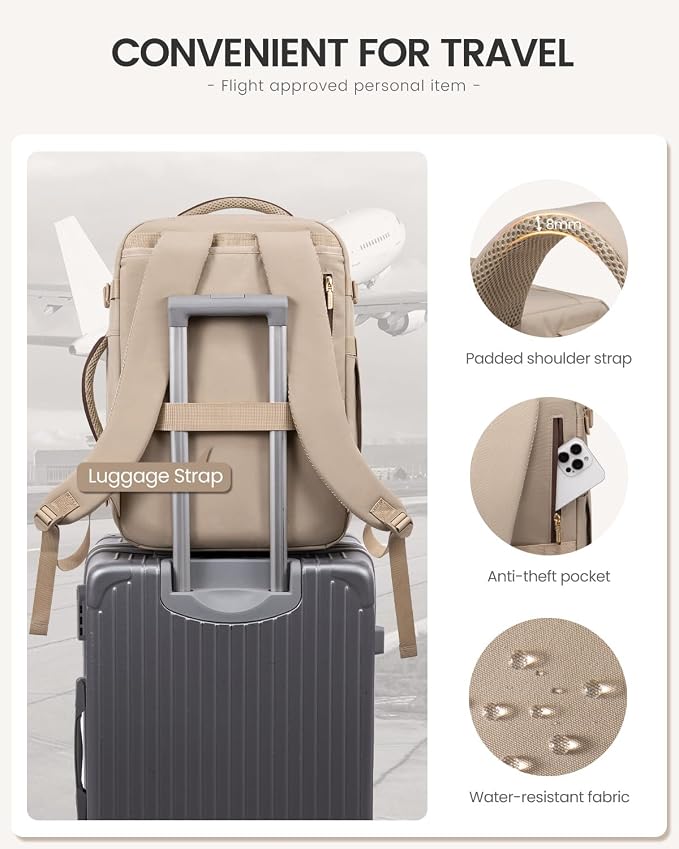 LOVEVOOK 40L Travel Backpack for Women Men, Large Carry on Backpack for Airplanes TSA Personal Item Travel Bag fits 15.6" Laptop, Waterproof Weekender Essentials Airline Approved with 2 Packing Cubes - Image 7