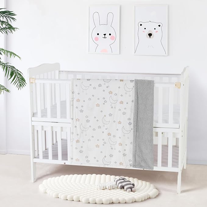 CREVENT Gift Set for Newborns -Diaper Caddy Organizer Basket with 2 Blankets, 1 Taggie, 1 Lovey, 3 Socks，1 Gift Bag with Ribbon - Welcome Essential Baby Shower (Neutral - Image 2