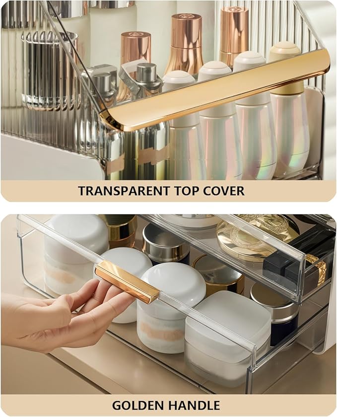 Omeily Large Makeup Organizer Countertop Vanity Organizer Cosmetic Organizer Makeup Storage Box Bathroom Counter Organizer Perfume Skincare Organizers Gift Women Girls Clear Design Easy Visibility - Image 4