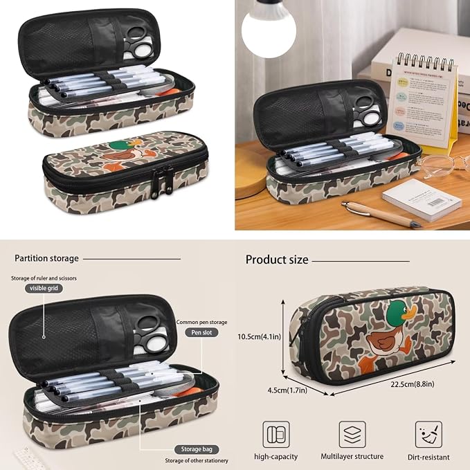 Camo Duck 4 Piece Kids School Backpack Set, with Lunch Pouch | Water Bottle Holder, Lightweight Durable 600D Material, Multi Compartments, for Middle High School Students - Image 6