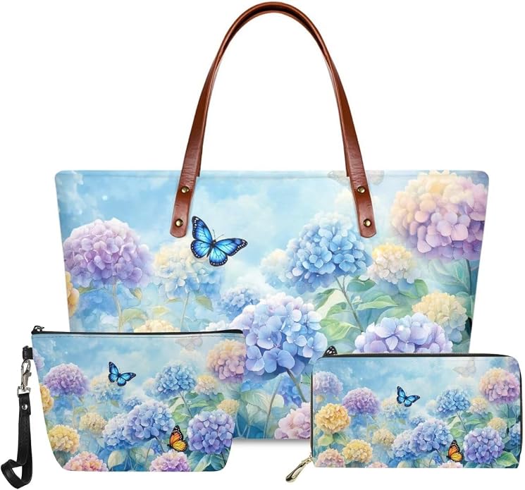GIFTPUZZ Women Tote Bag Women Wallet Portable Cosmetic Bag for Women Bag Set 3 Pack PU Leather Bags with Zipper by GIFTPUZZ
