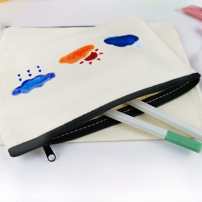 Koolmox Makeup Bags Bulk 30 Pack, Canvas Pouch with Zipper of 10 Colors, 8x5'' Blank Cotton Pouches for Embroidery, Tie Dye, Marker, Circuit Projects, Christmas Gifts, Travel Bag for Pen Pencil - Image 6