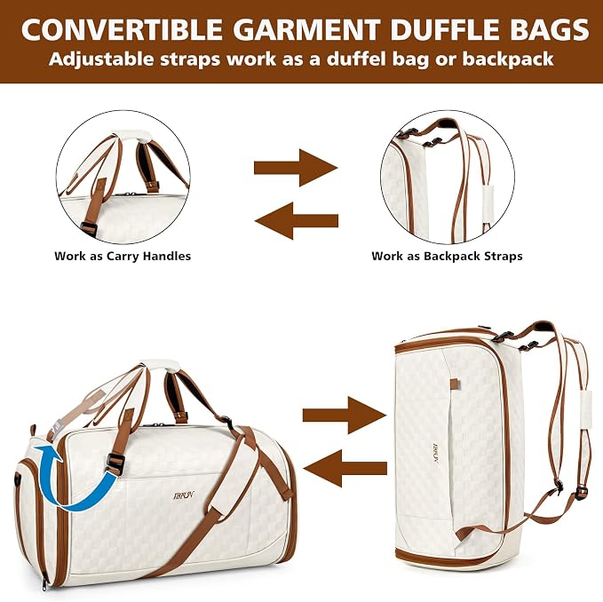 Convertible Garment Bags for Travel - Carry on Garment Duffle Bag with Backpack Straps for Men Women, 4 in 1 Large Travel Duffel Bags with Shoes Compartment Hanging Suit Dress Weekender Bag - Image 7