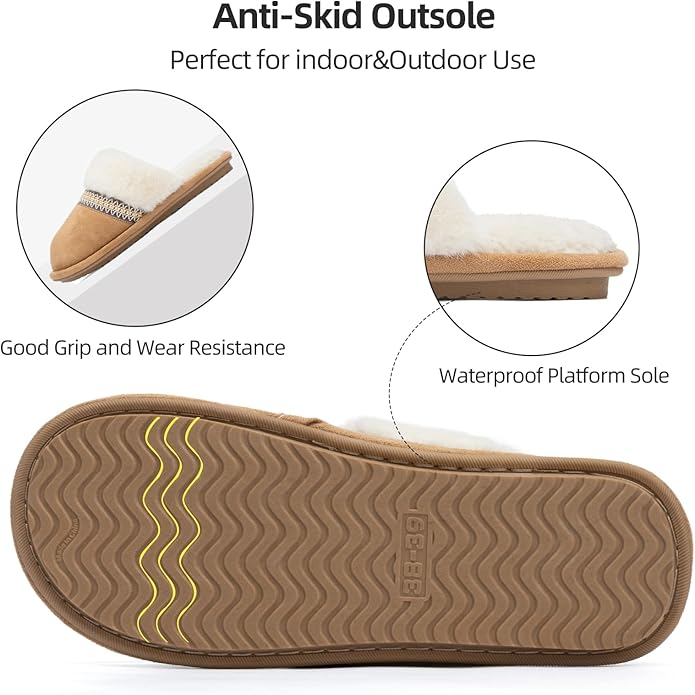 MAXTOP Womens Cozy Memory Foam Slippers Soft Warm Slip On Faux Fur House Slippers,Anti-Skid Rubber Sole,Creative Gifts for Women Mom Girlfriend