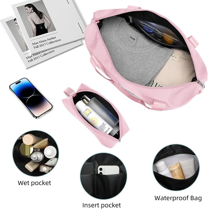 6 Piece Luggage Set Hard Shell - Pink Expandable Suitcases with Spinner Wheels and Duffel Bags for Family Travel, Durable Carry On Luggage Sets with Lock for Women and Girls - Image 5