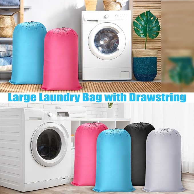 Sanwuta 40 Pcs 38" x 24" Large Laundry Bags Bulk Travel Laundry Bags with Drawstring Closure Lock Washable Heavy Duty for Dirty Clothe Camping College Dorm Apartment (Black,Gray,Sky Blue,Pink) - Image 4