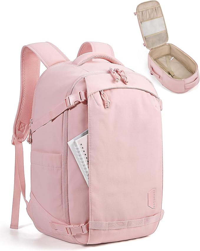 BAGSMART Travel Backpack for Women, 15.6 Inch Carry On Bag, PInk | TSA approved personal item fit for flights. Water resistant weekender daypack ideal for travel, business, and daily use. by BAGSMART