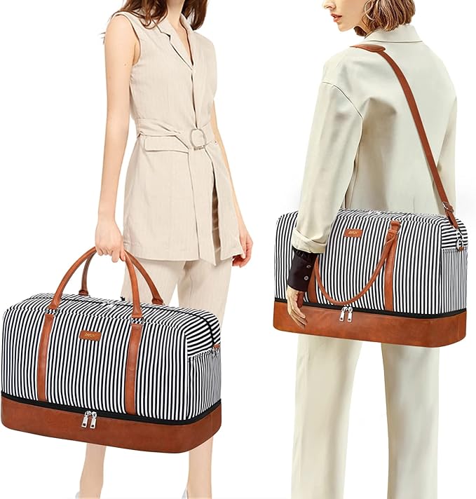 IBFUN Weekender Bags for Women, 21" Weekender Travel Bag, Travel Duffle Bag with Shoe Compartment Carry on Overnight Duffel Bag for Weekend Travel Business Trip, 3PCS - Image 2