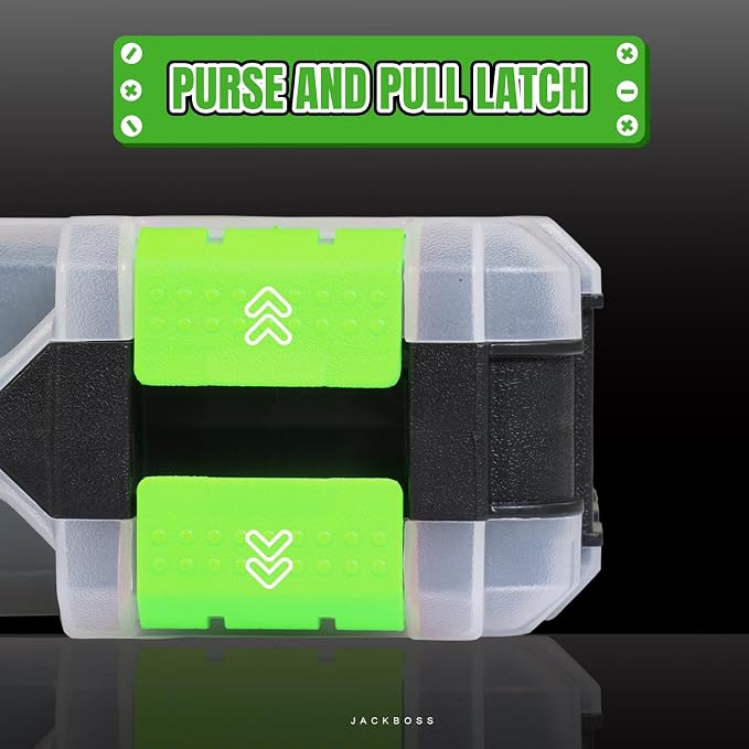 Jack Boss Tool Box with Transparent Lid, Double Side 34-Compartments Organizer Box with Removable Dividers for Hardware, Screws, Bolts, Nails, Beads, Jewelry and Fishing Accessories, Green, 1 Pack - Image 4