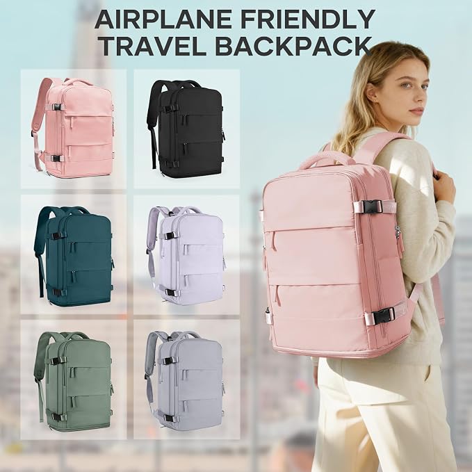 coowoz Large Travel Backpack For Women Men,Carry On Backpack,Hiking Backpack Waterproof Outdoor Sports Rucksack Casual Daypack Travel Essentials Pink - Image 8