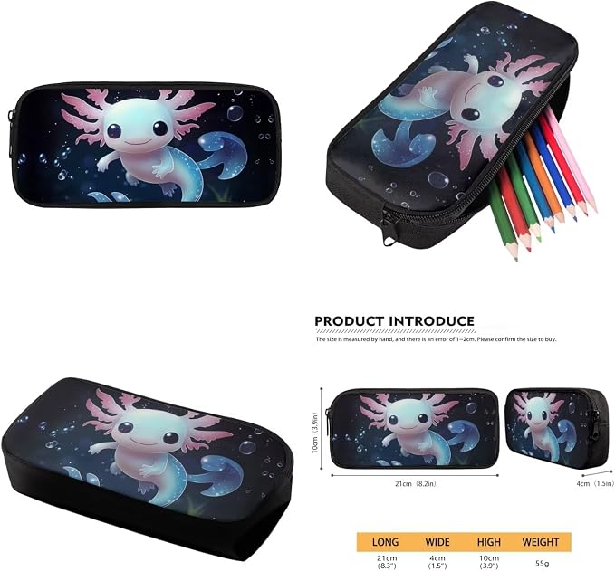 Axolotl Bookbag for Girls with Lunchbox Kids School Bag for Girls Ages 6-8 and Lunch Box Set Cute Backpack Elementary School Bookbag/Lunch Bag/Pencil Case/Water Bottle Holder for 3rd Grade - Image 6