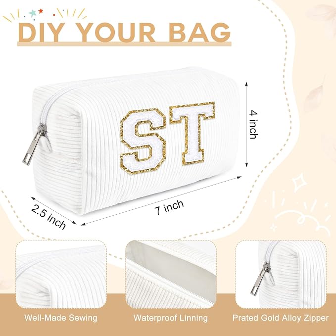 SOIDRAM Makeup Bag Preppy Cosmetic Bag Bulk Makeup Pouch Personalize Travel Toiletry Bag Organizer Cute DIY Makeup Brushes Storage Bag for Women - Image 3