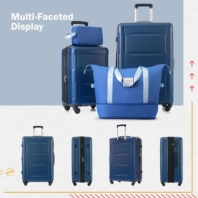 Merax Luggage Sets 2 Piece Suitcase Set, Hardshell 20 IN & 28 IN Suitcase Set with Duffel Bag, Travel Suitcases with Spinner Wheels and TSA Lock(Blue) - Image 2
