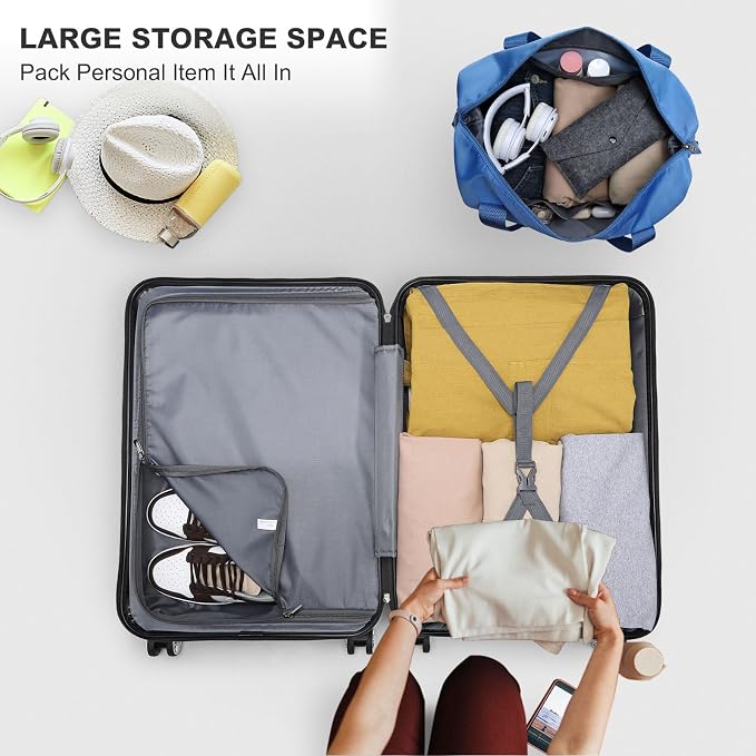 Kono Luggage Set 4 Piece Carry On Hardside Luggage with Spinner Wheels | Lightweight PC+ABS Carry On Suitcase with TSA Lock Navy - Image 5